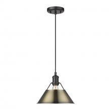  3306-M BLK-AB - Orwell BLK Medium Pendant - 10" in Matte Black with Aged Brass shade